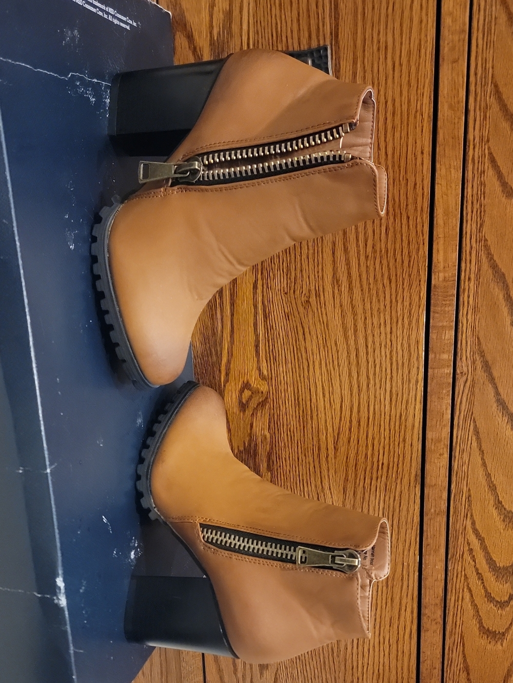 Only Wear Is From Try On-Tan Women's Zip Ankle Boots - Stylish Block Heel
